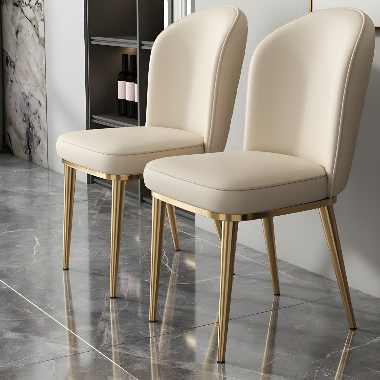 Gold Leg Glam Side Chair with Low Back and Upholstered Faux Leather in Polyurethane Material - image 23