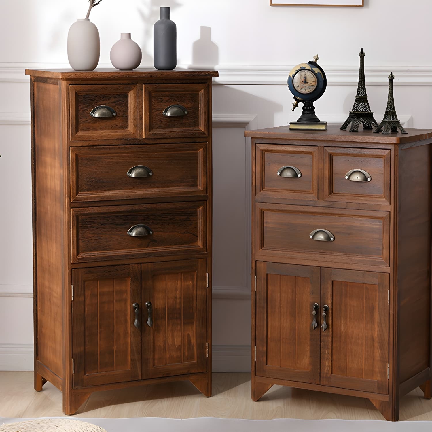 Rectangle Mid Century Modern Solid Wood Accent Cabinet with 1 Cabinet and Drawers - image 7