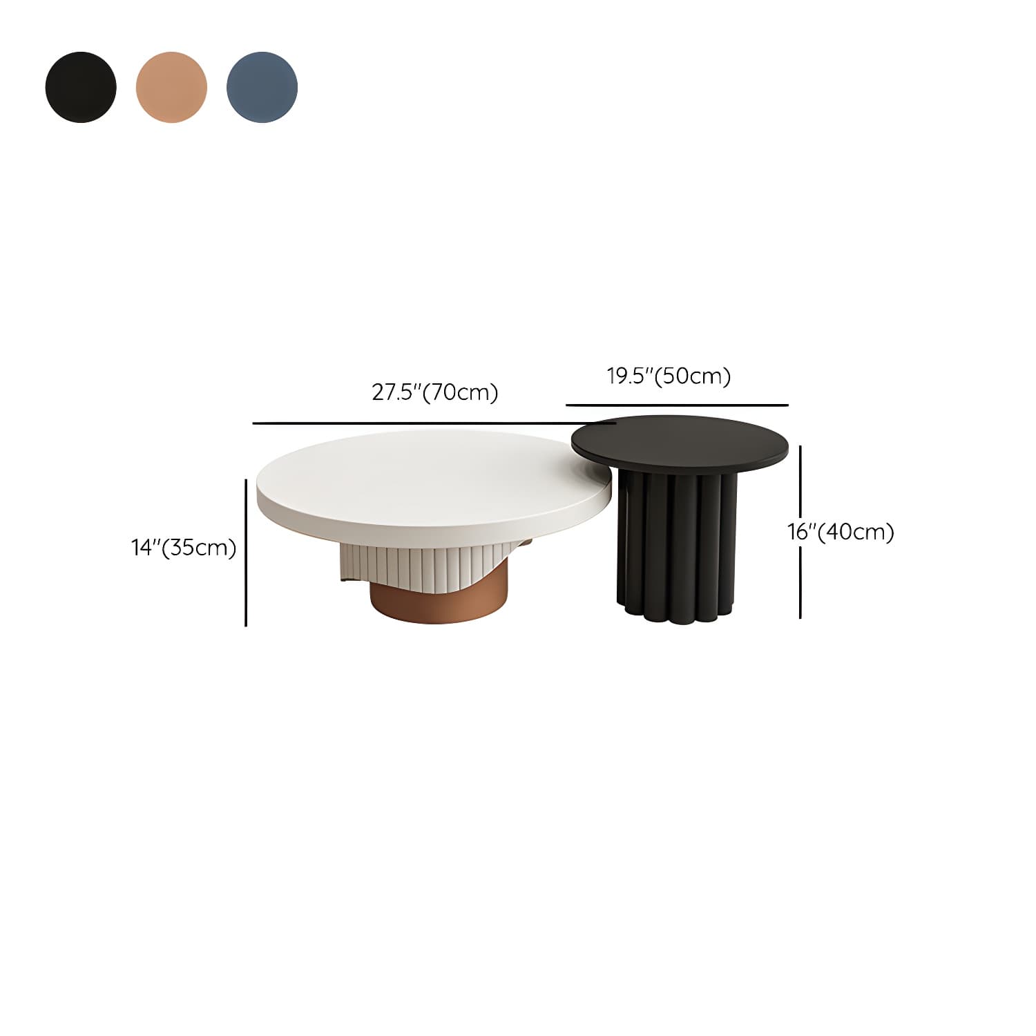 Pedestal Round Coffee Table Set Modern Minimalist Cocktail Table - image 22