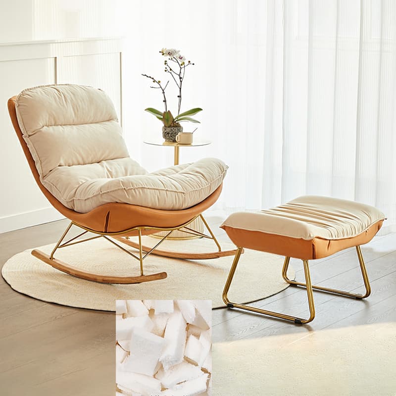 Trendy Faux Leather Upholstered Rocking Chair Couch with Footstool , Spindle Back and Resistant To Dirt - image 14