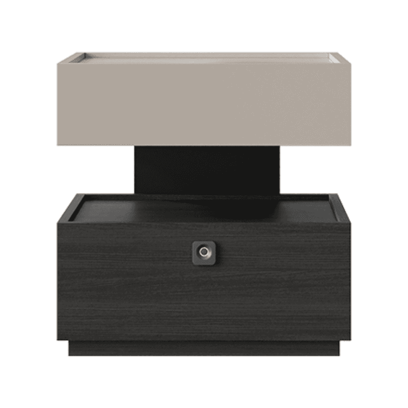 Organic Modern Nightstand With Drawer Organization Featuring Particle Board Wood and Illuminating Lighting