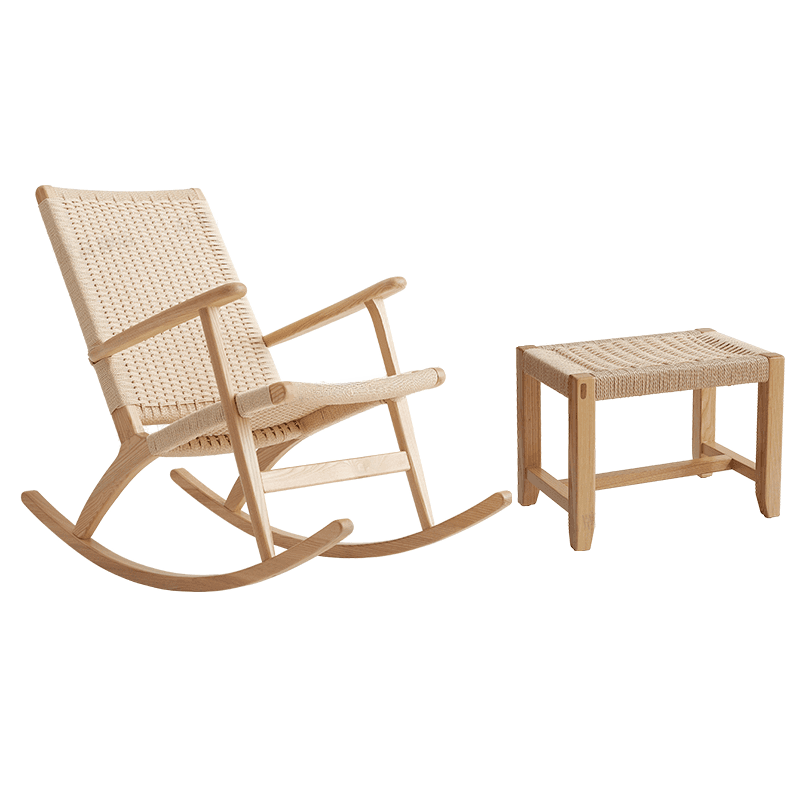 Asian Style Wicker Front Porch Rocking Chairs with Track Arm - image 6