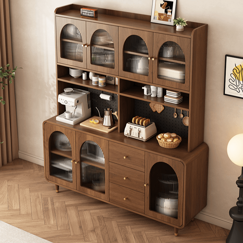 3 Drawers Modish Tan Standard Sink Cabinet with Glass Doors, 2 Shelves/1 Shelf, and Cabinets - image 3