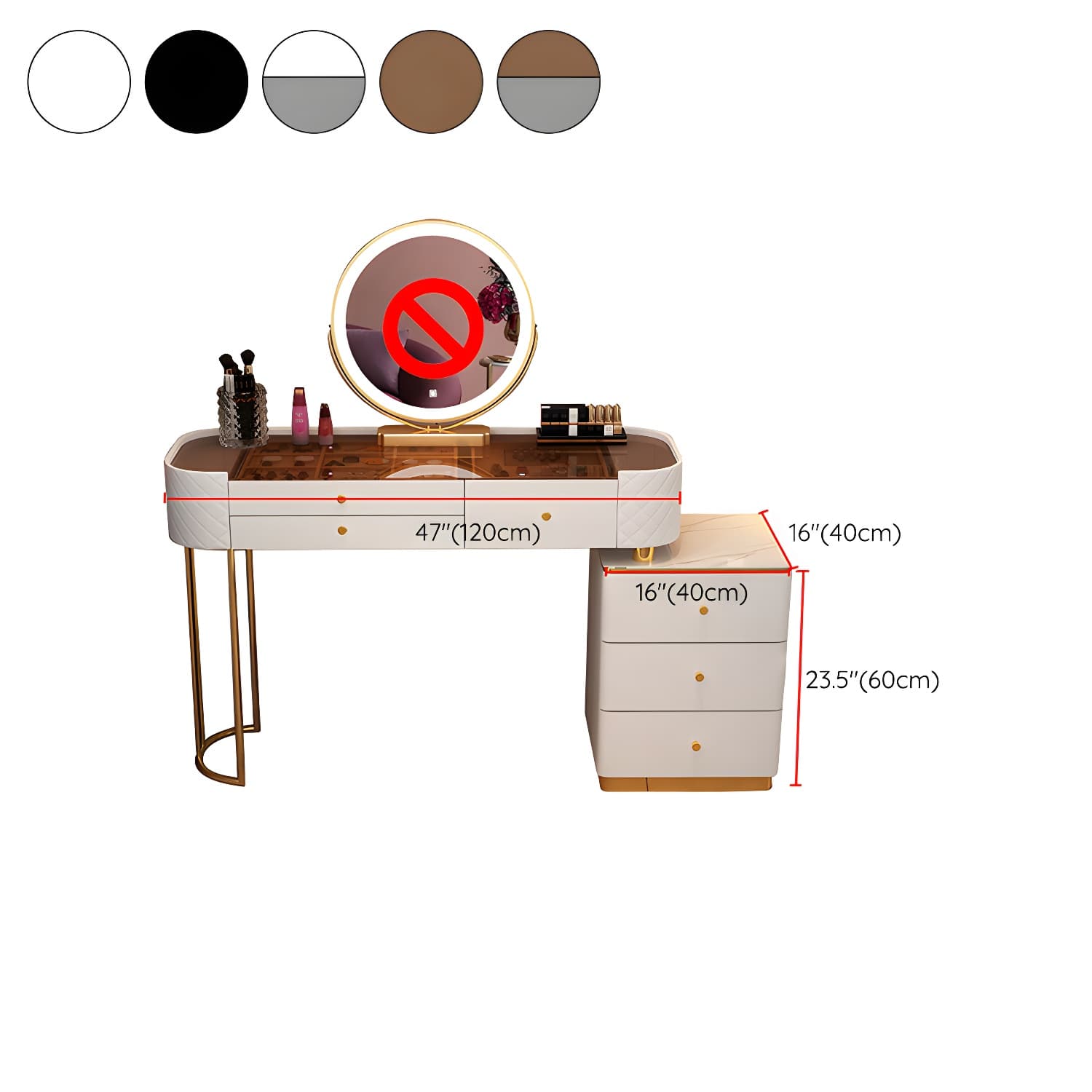 Wood Makeup Vanity Desk Table with Gold Base Storage Makeup Vanity Desk - image 22