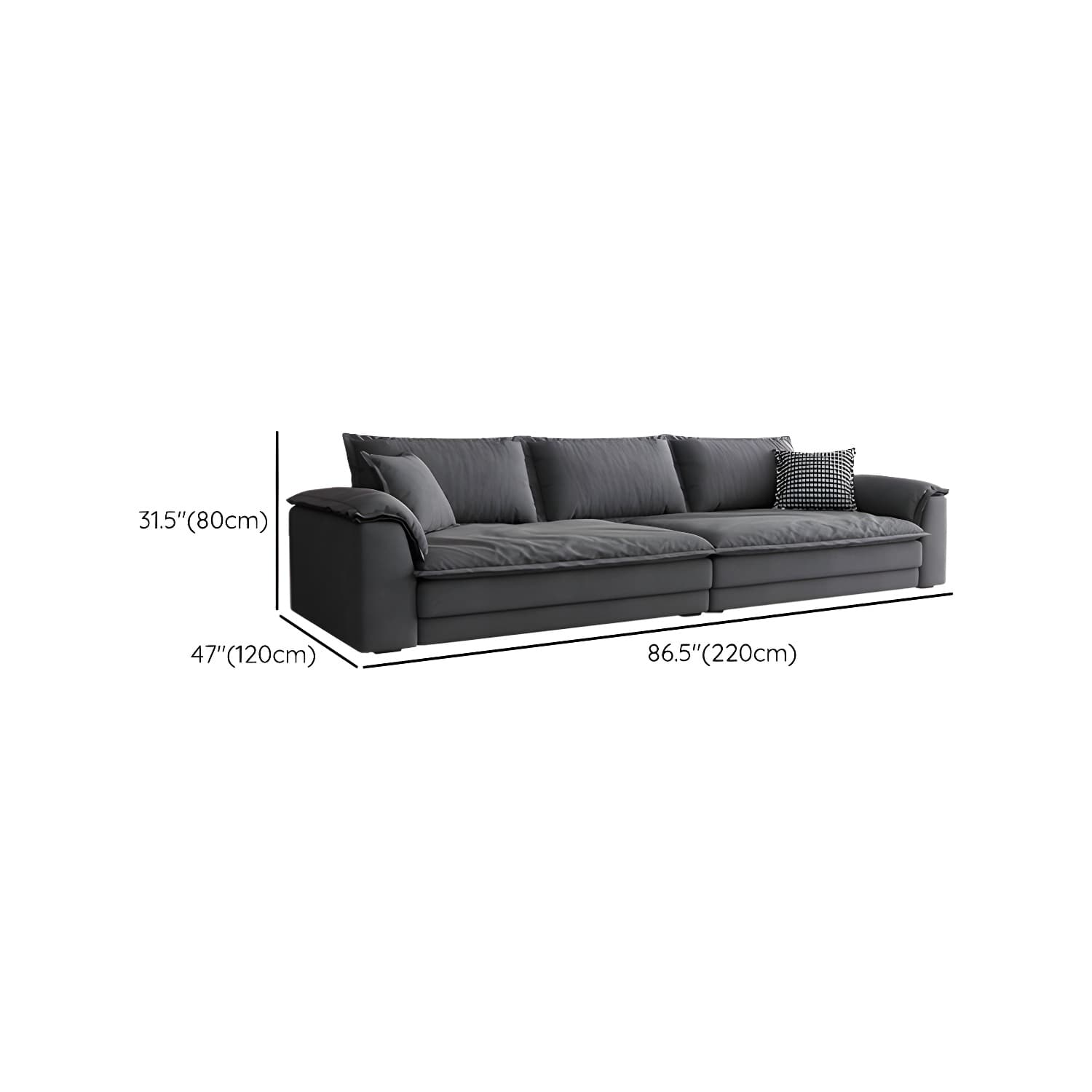 Modern Gray Abrasive Cloth Upholstered Stationary Sectional Sofa with Wood Frame - image 18