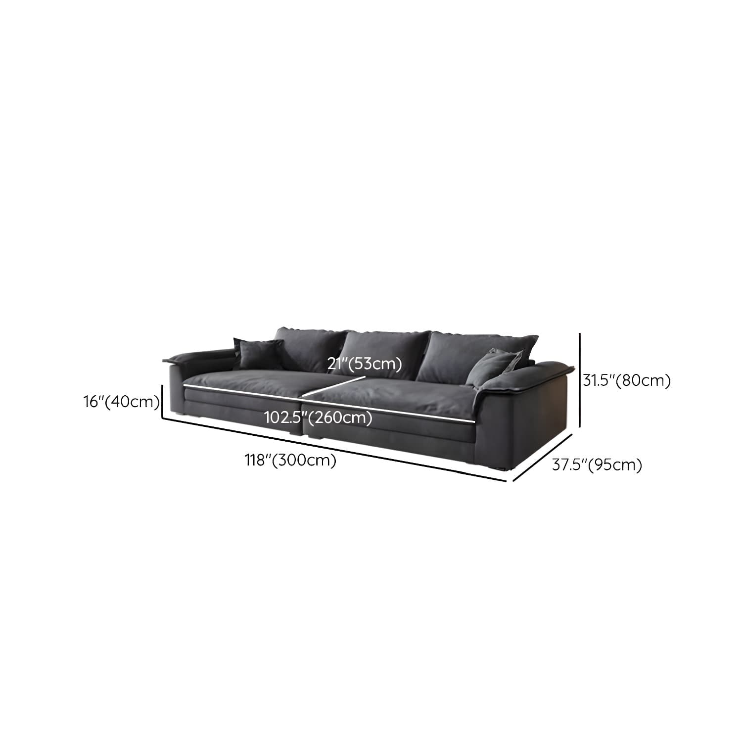 Grey Mid-Century Modern Sofa with Wood Frame and Tech Cloth Upholstery - image 14