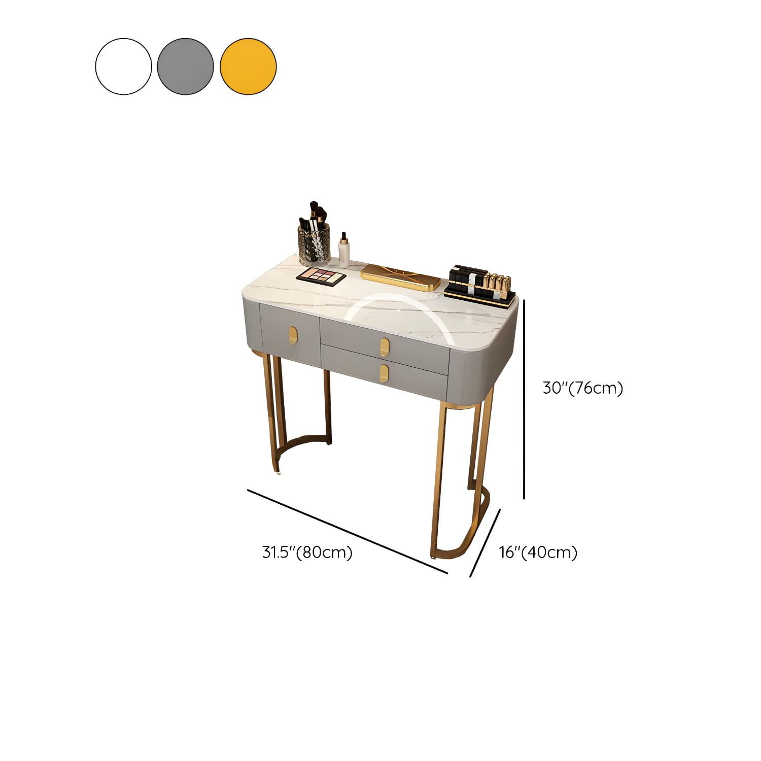Lighted Mirror Vanity Dressing Table Bedroom Makeup Vanity with Drawer - image 17