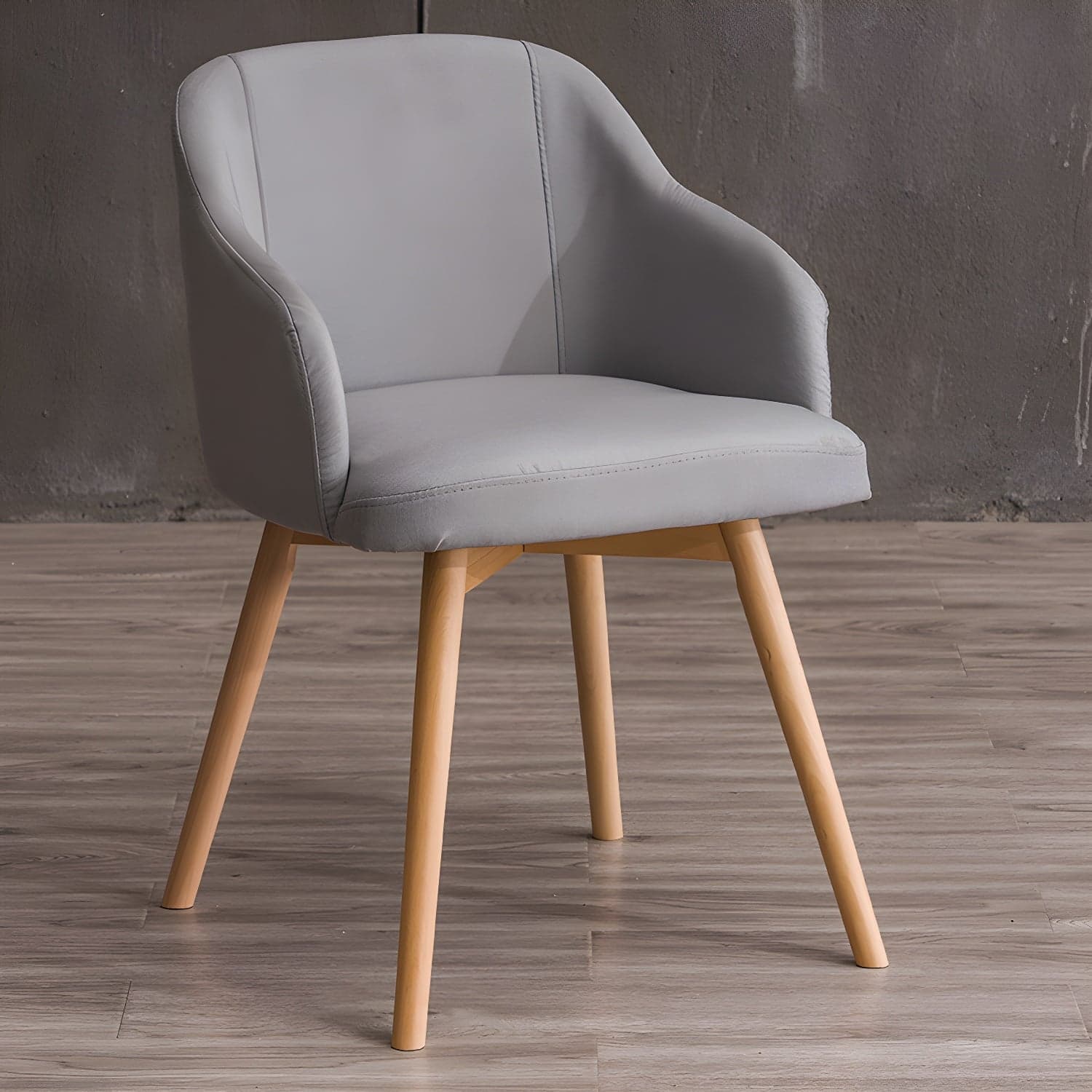 Scandinavian Beech Solid Back Arm Chair Fabric Dining Chair with Natural Legs - image 12
