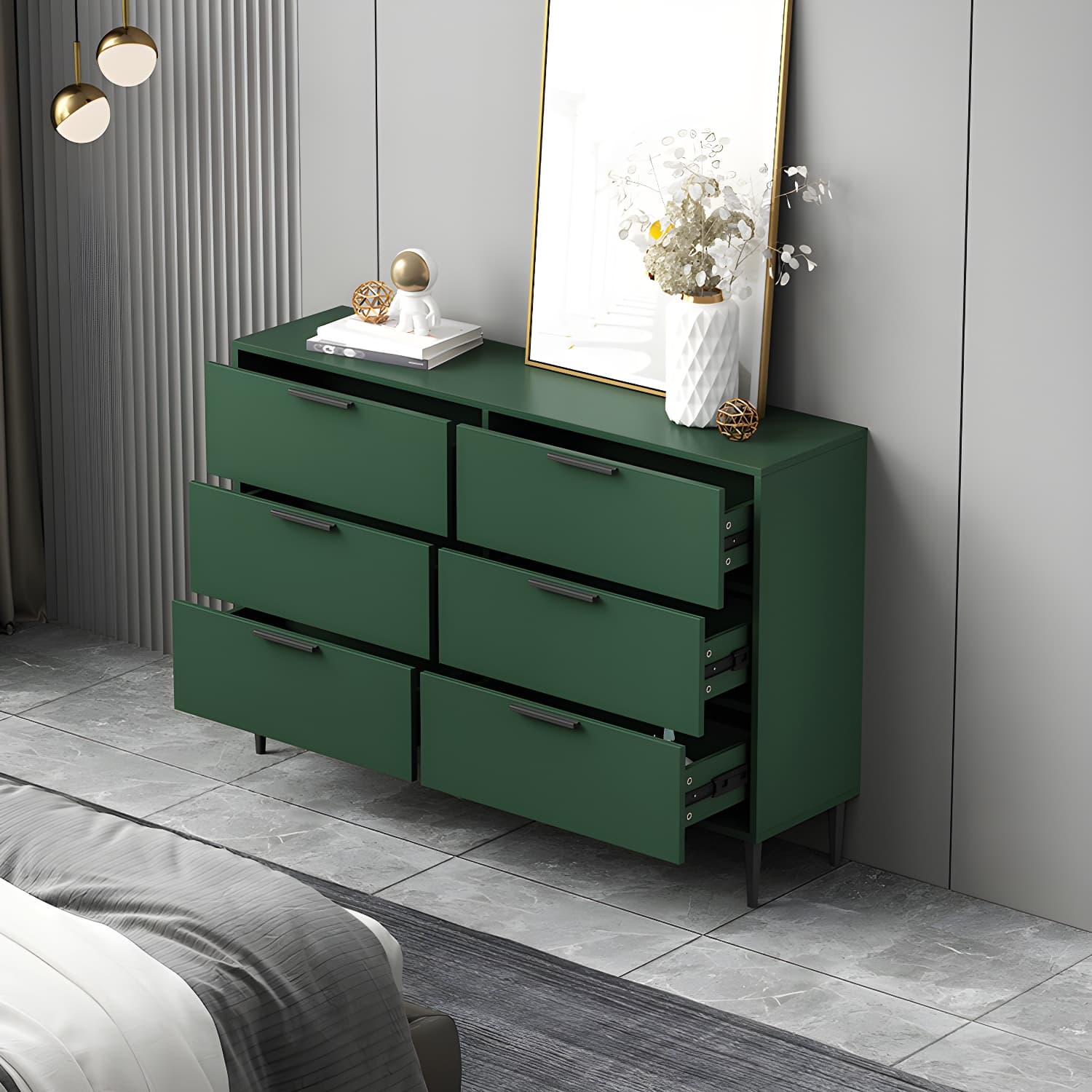 Modern Horizontal Storage Chest Dresser Wooden Storage Chest with Drawers - image 6