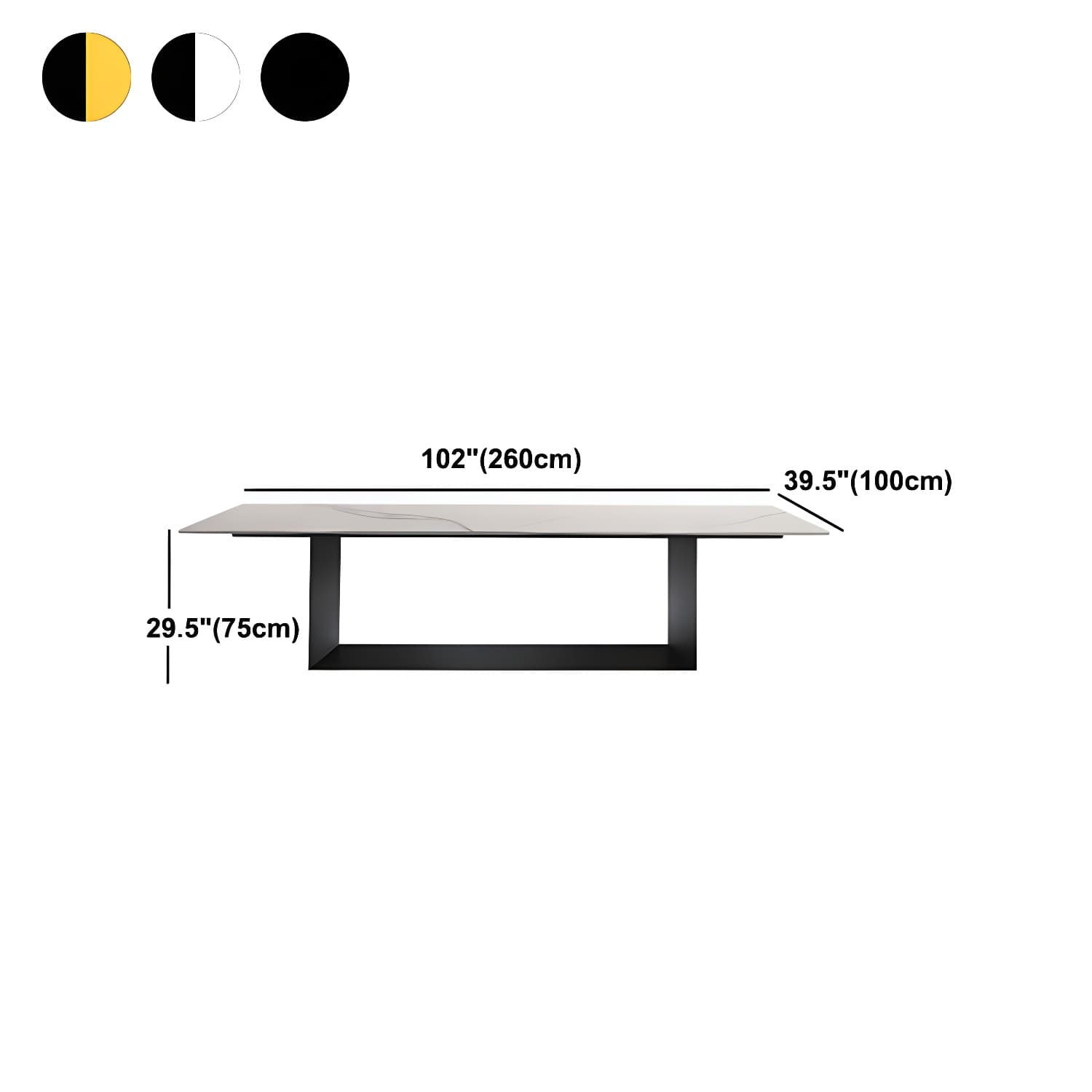 Rectangle Stone and Metal Dining table Modern Trestle Base Dining Table - image 17