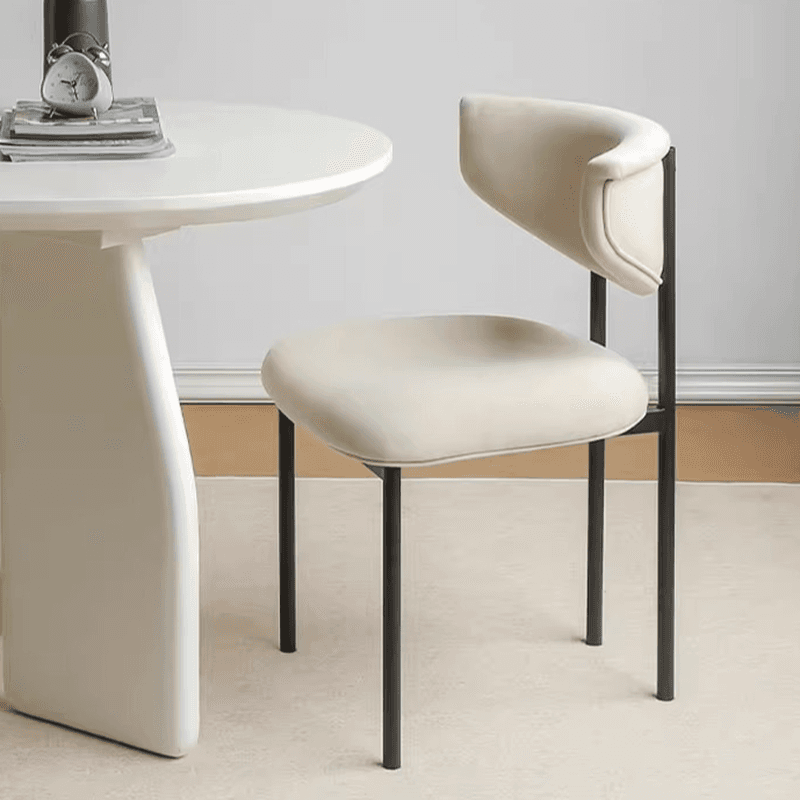 Scandinavian Side Chair with Uncovered Back, Upholstered, Ink/Gilded Metal Legs - image 16