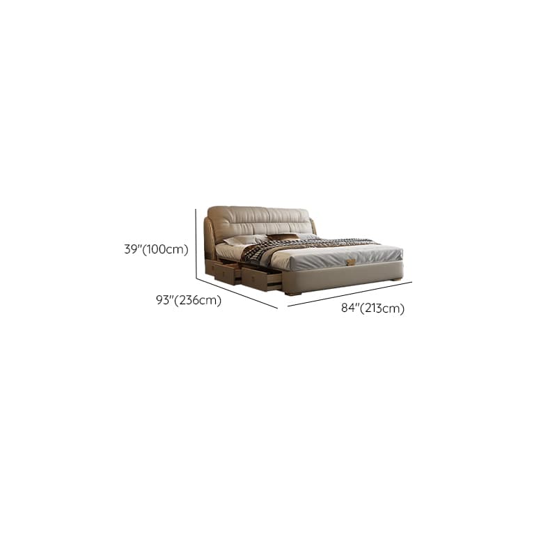 Cream Solid Color Storage Included/Panel Bed with 3 Storage Boxes for Bedroom - image 16