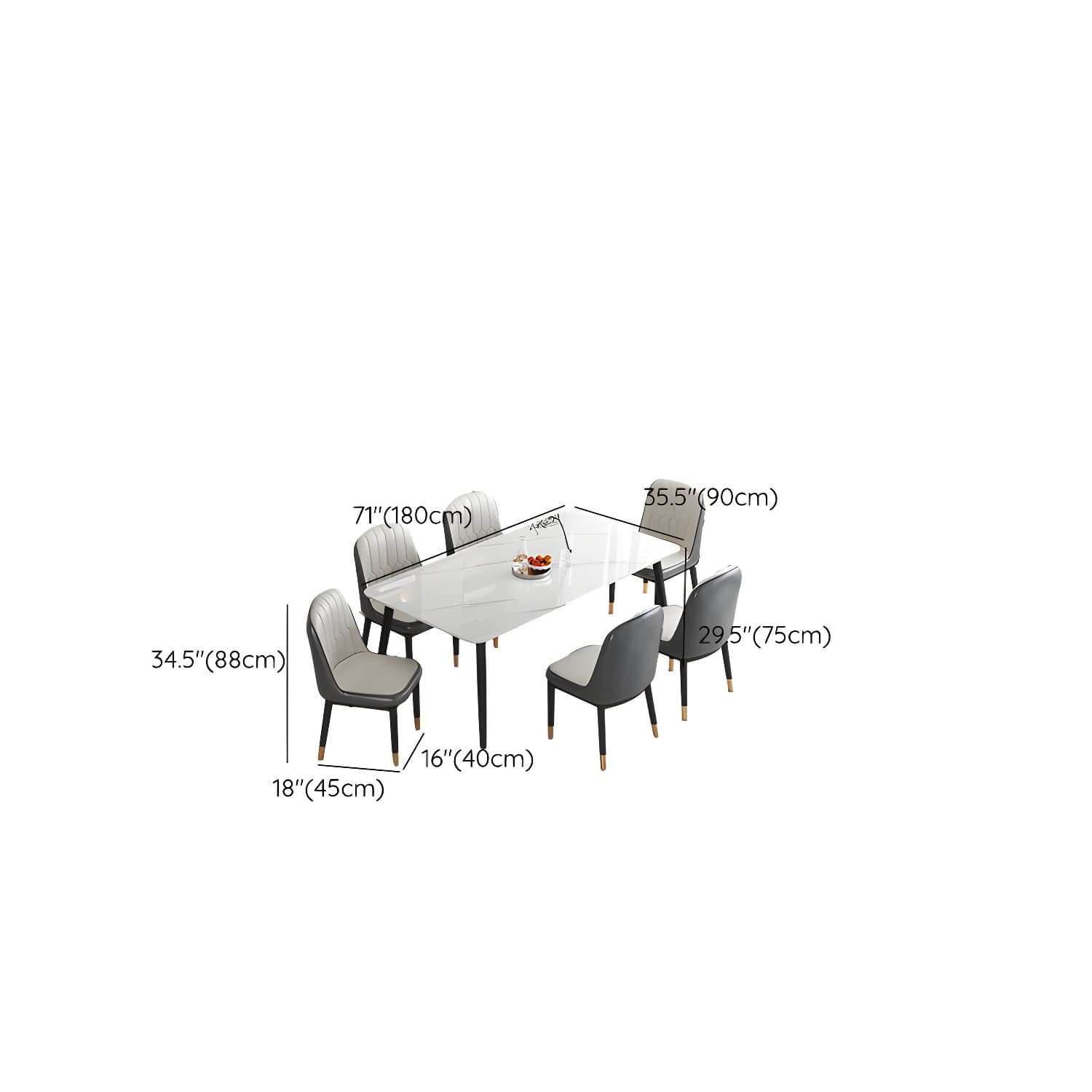 Rectangular White Stone Top Dining Set with Upholstered Chairs - image 15