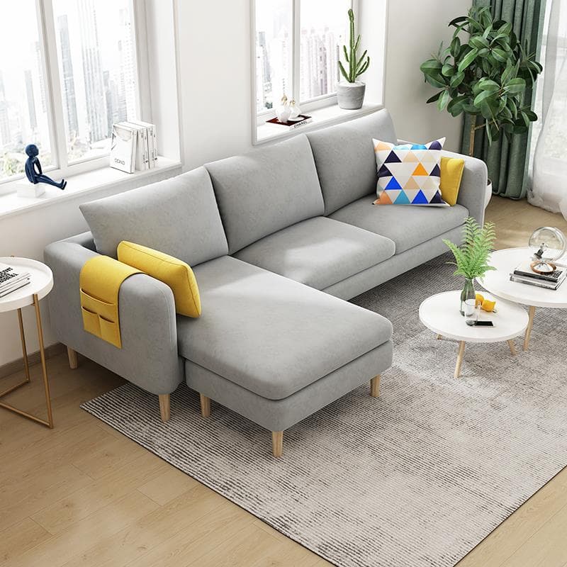 Simple L-Shape Reversible Sponge Cushioned Sofa Recliner 3 Person with Pillow Back & Square Arm - image 7