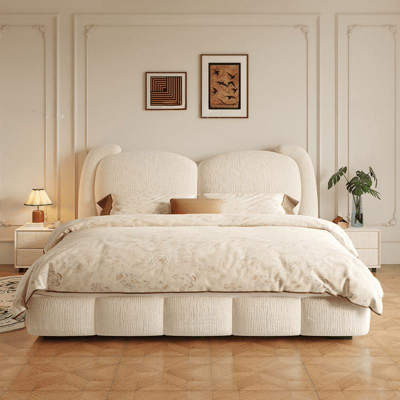 Solid Color Storage Included Panel Bed with 3 Storage Boxes and Panel Headboard, Upholstered in Sponge