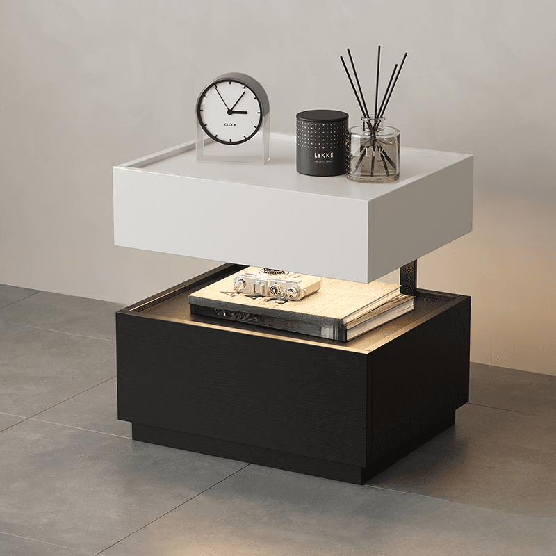 Organic Modern Nightstand With Drawer Organization with Particle Board Wood Countertop and Illuminating Lighting - image 13