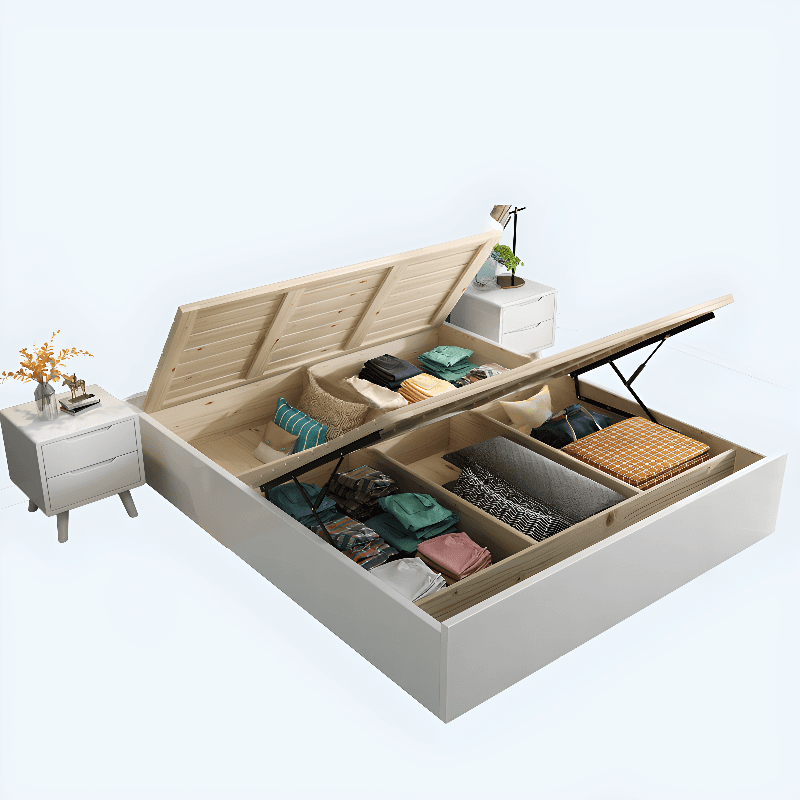 Modern Simple Style Natural Timber Bed with Lift Up Storage for Living Room - image 9