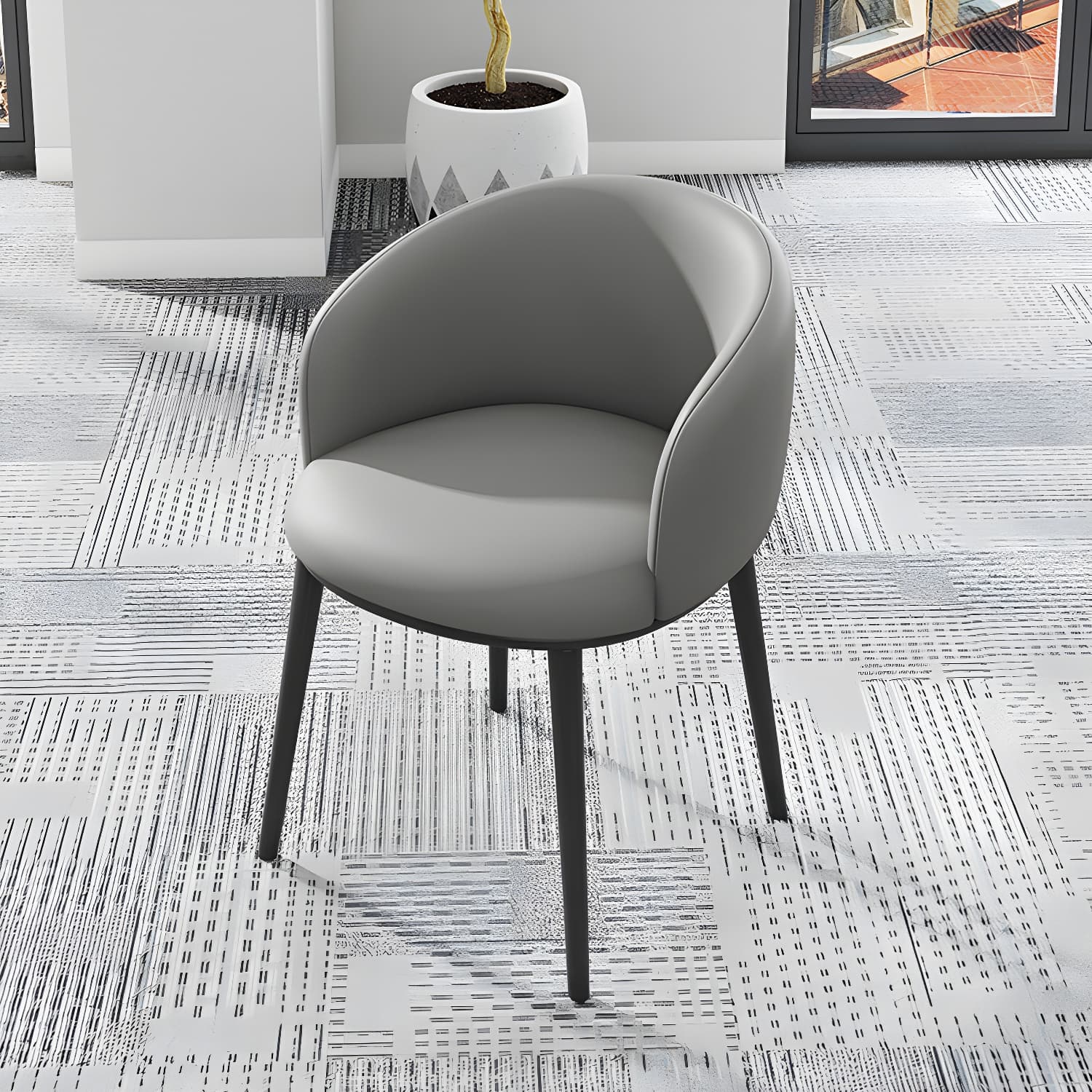 Modern Upholstered Home Arm Chair Solid Back Matte Finish Dining Chair - image 21
