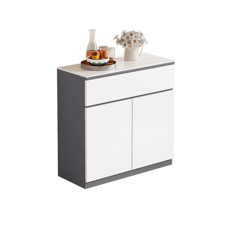 Standard/Wide Modish Adaptable Shelf Sideboard with Pantry Hutch and Sintered Stone Countertop, 3 Drawers/2 Drawers/Single Drawer & 3 Doors/4 Doors