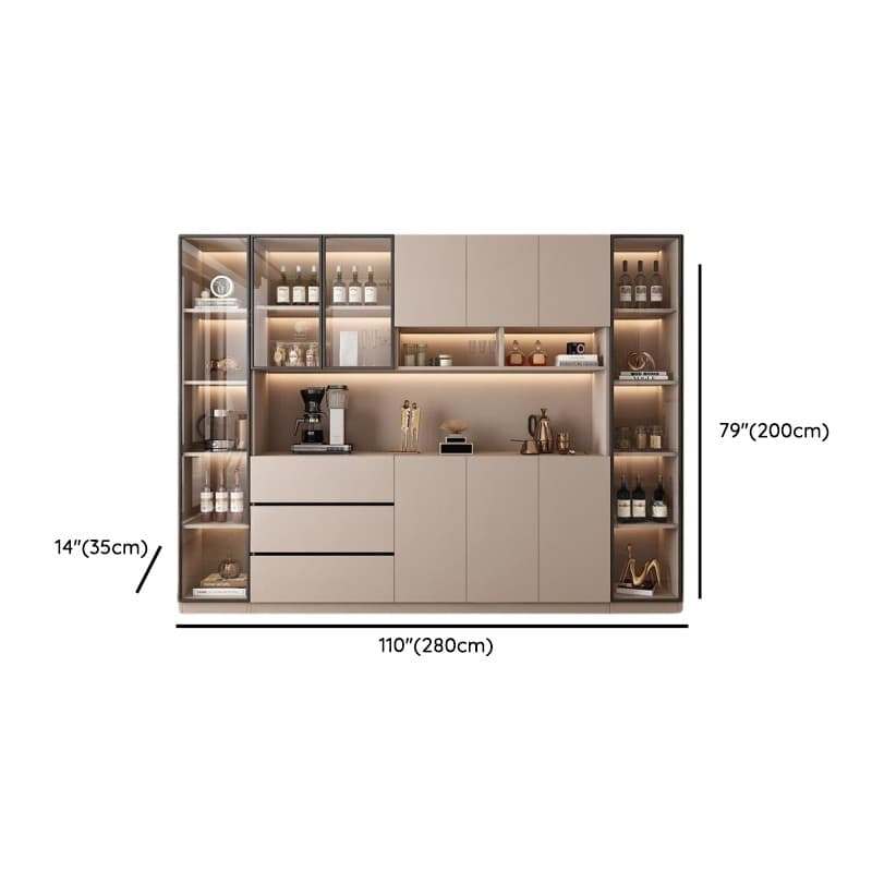 Wide/Standard/Narrow Modern Timber 3 Drawers 2 Shelves/3 Shelves/1 Shelf Glass Doors Pantry Hutch Sideboard - image 32