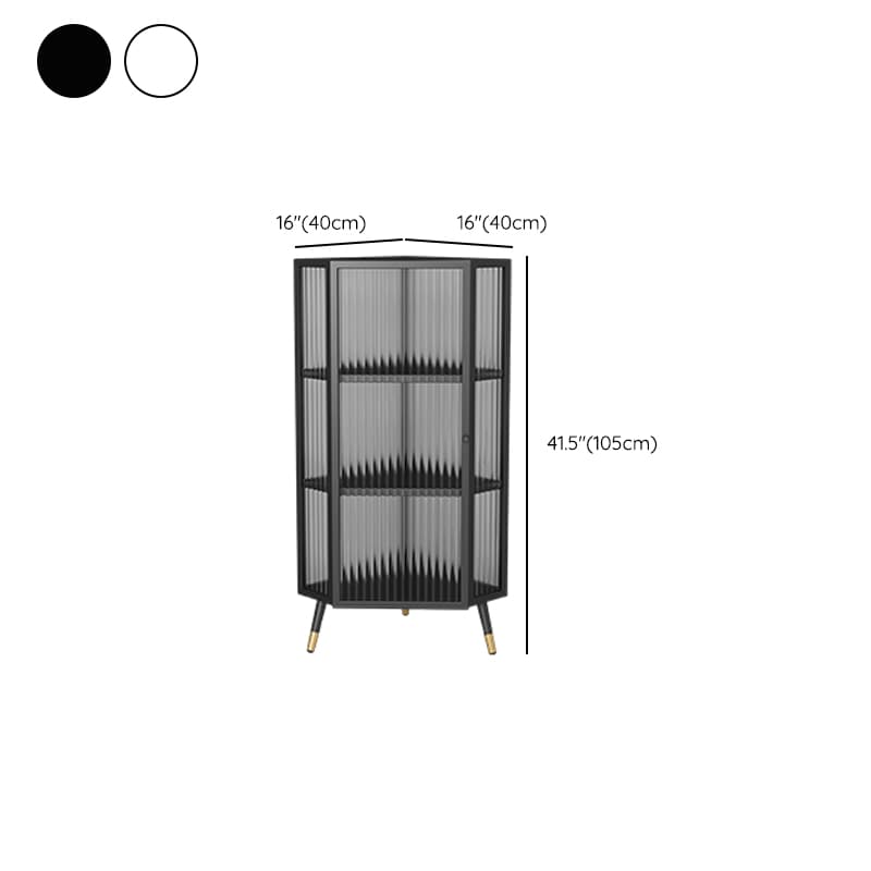 Urban Modern Iron Corner Accent Cabinet with Glass Doors and Exterior Shelving - image 12