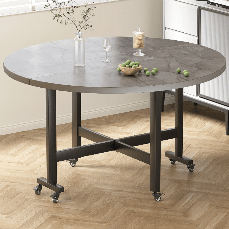 Contemporary Circular-shaped Timber Dining Table in Gray, Extendable - image 3