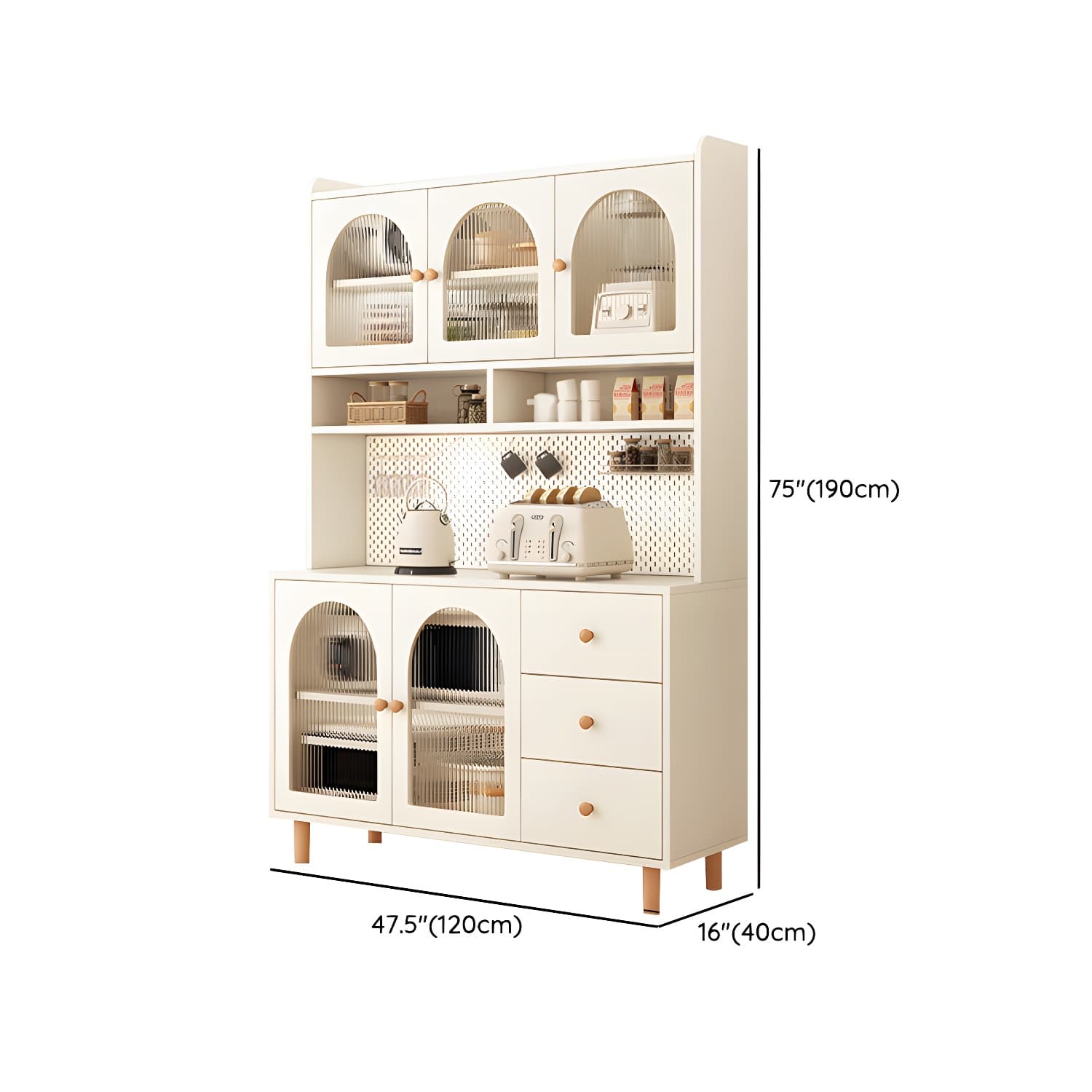 Scandinavian Wood Sideboard Cabinet with Adjustable Shelves and Glass Doors - 40cm Width - image 30