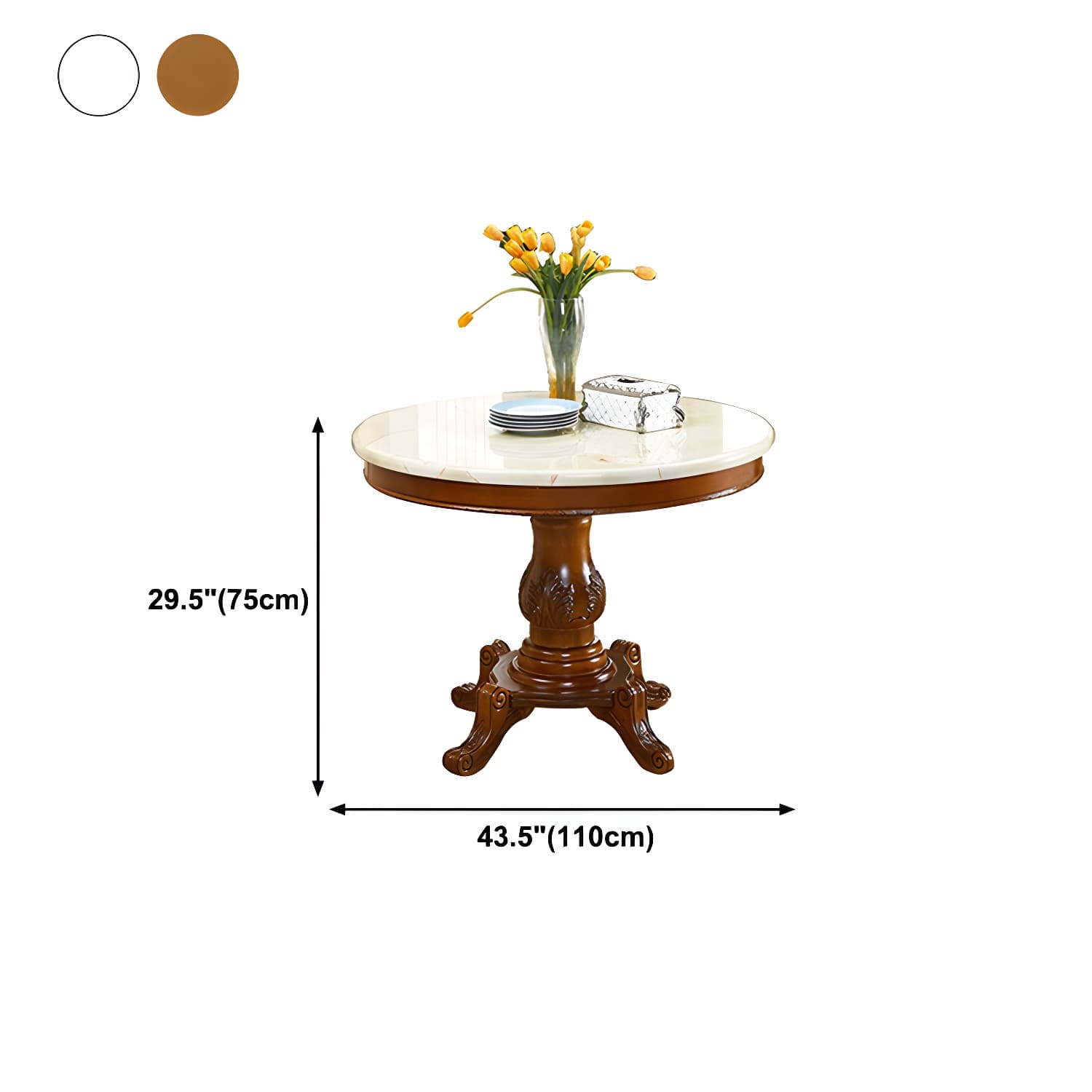 Round 4 Legs Victorian Style Dining Table Sintered Stone Fixed Table for Kitchen - image 14