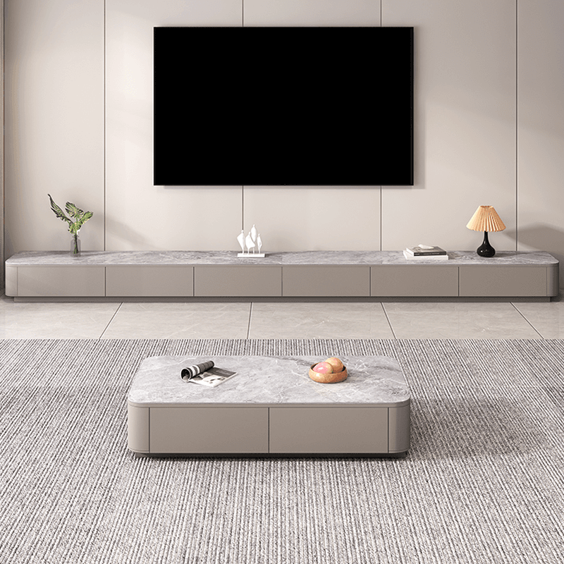 Casual Stone TV Stand with 4-Drawer/2 Drawers, 2 Cabinets, and Cable Management - image 4