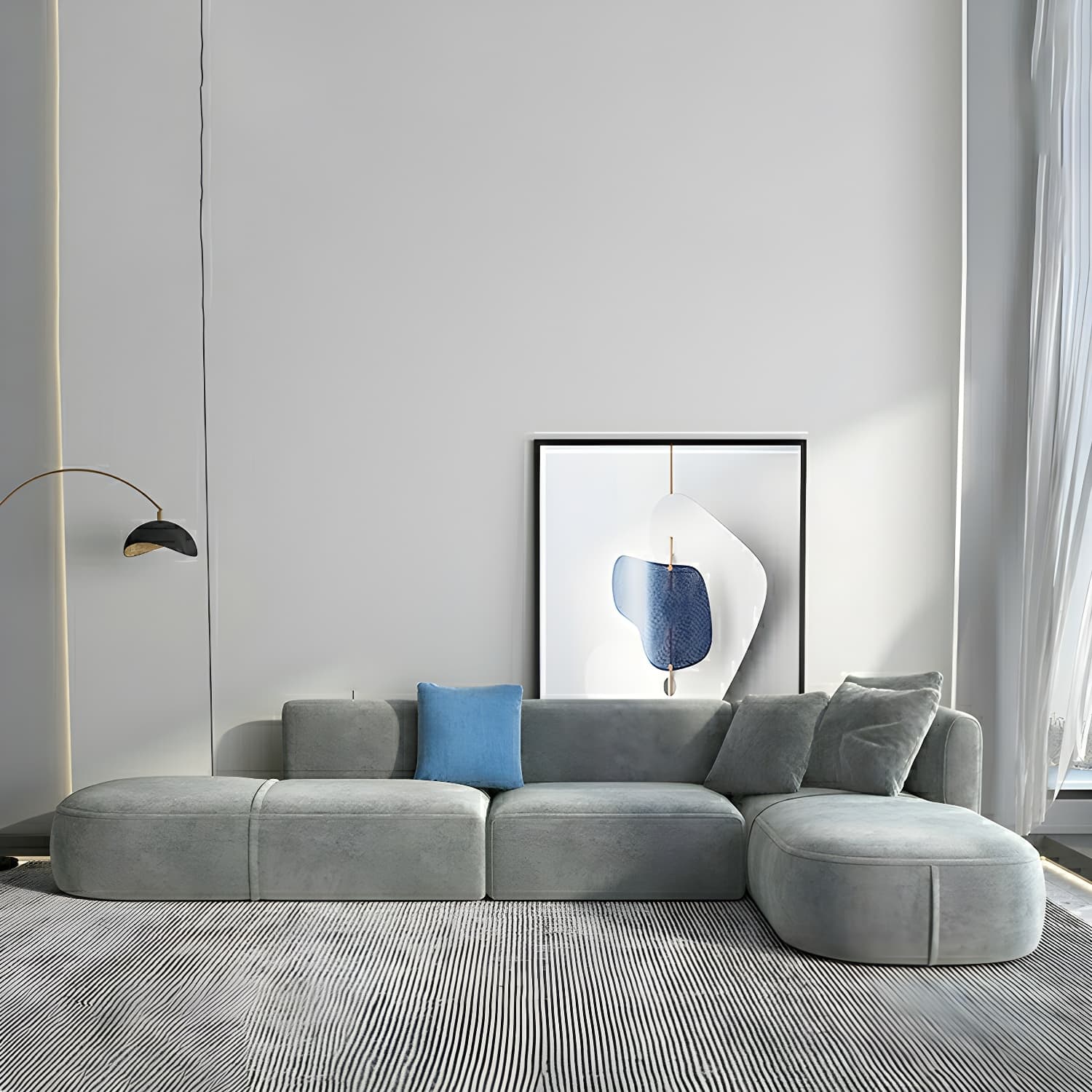 Flannel Upholstered Sectional Sofa in 2 Piece Set - Cozy, Stylish and Comfortable