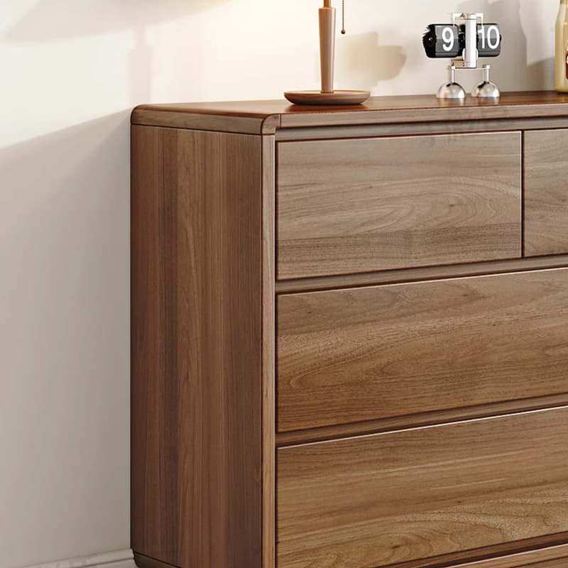 Modern Brown Storage Chest Solid Wood Freestanding with Drawers - image 12