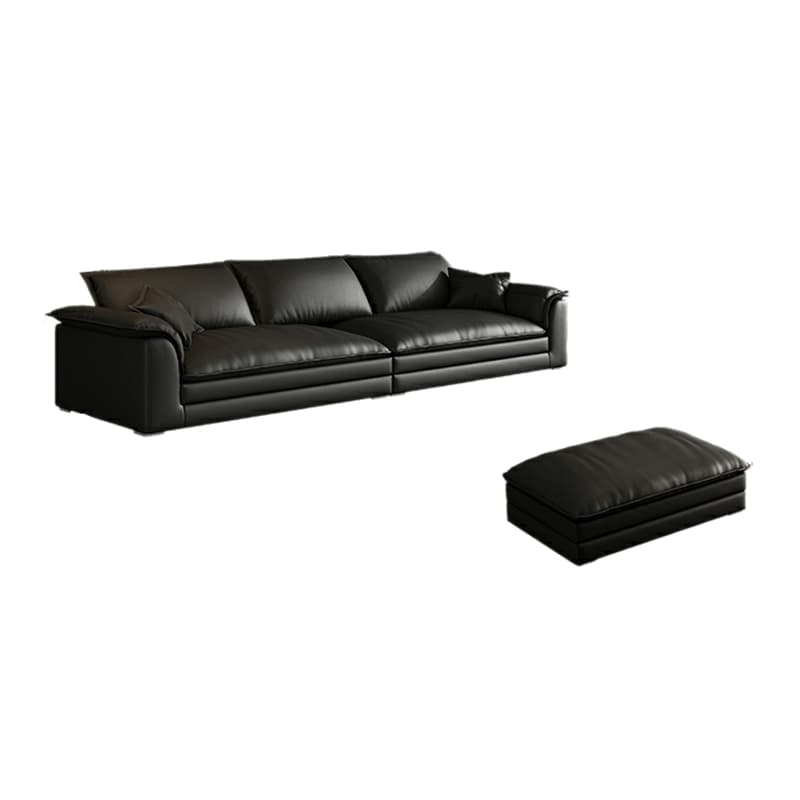 Black Cushion Back 30'' Interface Genuine Leather Sofa Pillow Top Arm - image 11
