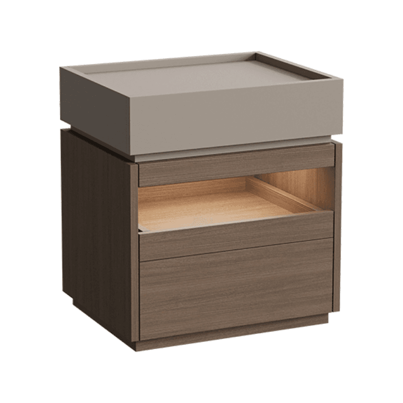 Organic Modern Nightstand With Drawer Organization, Particle Board Wood Countertop, and Illuminating Lighting - image 6