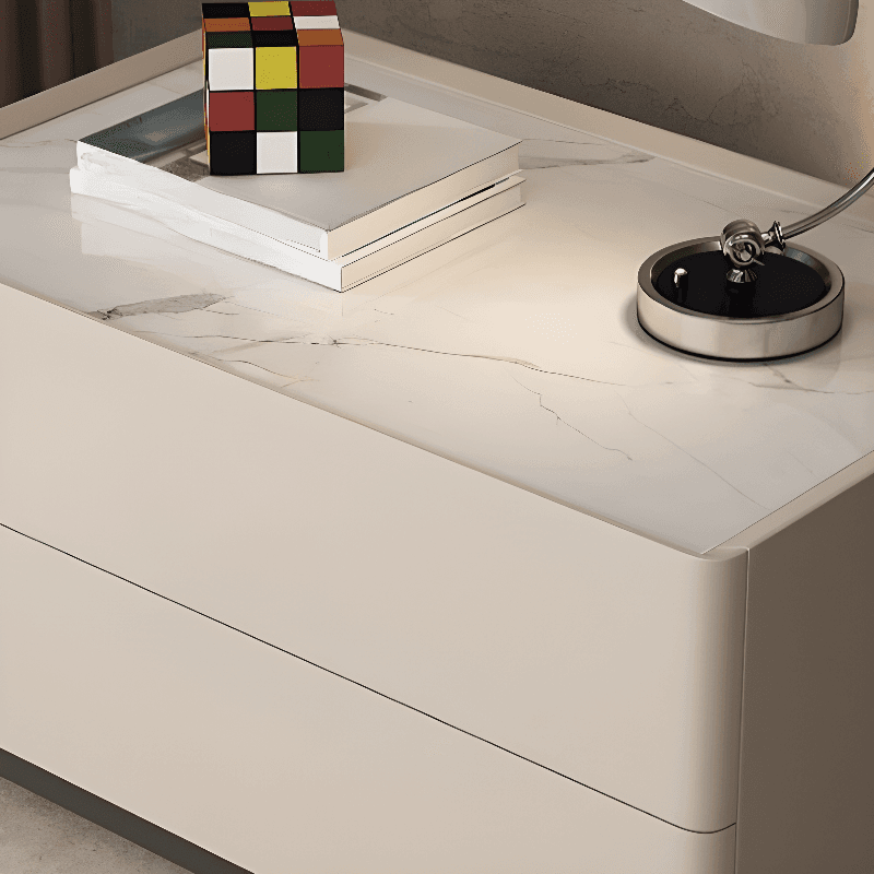 Casual Sintered Stone Countertop Drawer Storage Nightstand with 2 Drawers - image 8