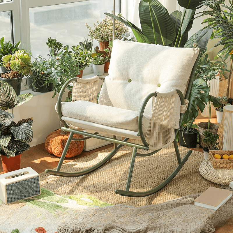 Art Deco Alloy Rocking Chair with Upholstered Track Arm - image 4