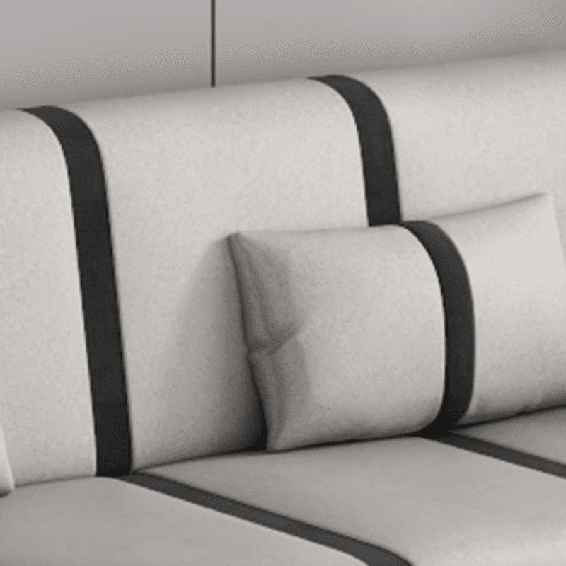 Striped Convertible Sofa in Pu Leather/Flannel with Cerulean/Light Brown/Off-White Upholstery and Armrest - image 17