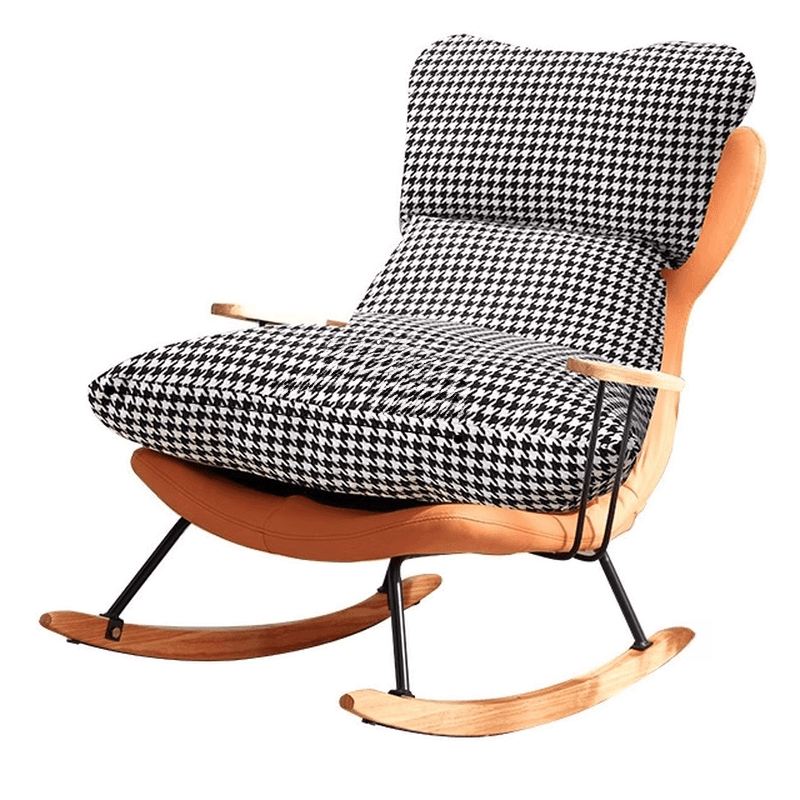 1 Piece Set/2 Piece Set Water Resistant Padded Living Room Rocking Chair in Chalk/Grey/Citrus Color with Upholstered Back and Track Arm in a Simple Style, Ottoman Included/Not Included
