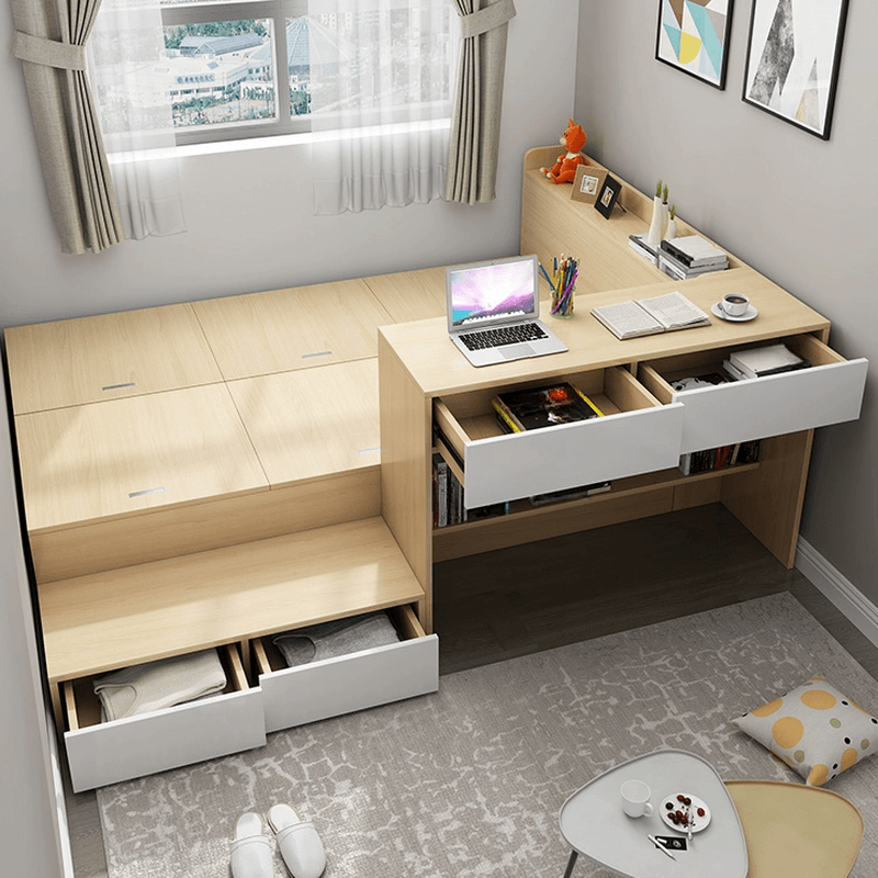 Unfinished Color Storage Panel Bed with 4 Drawers for Living Room - image 3
