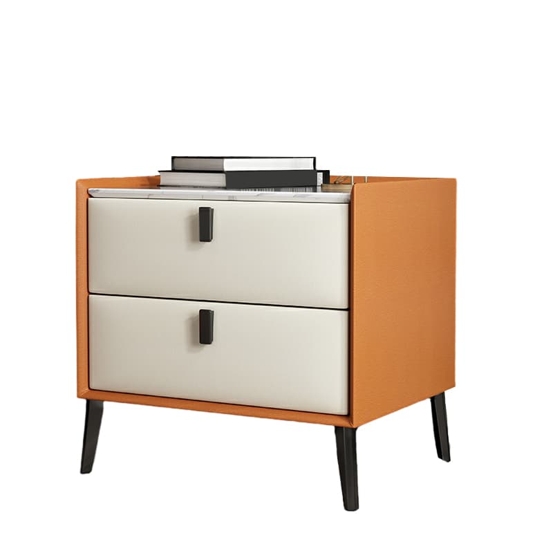 Contemporary 4 Legs Storage Drawer Nightstand with Black Handles for Bedroom - image 18
