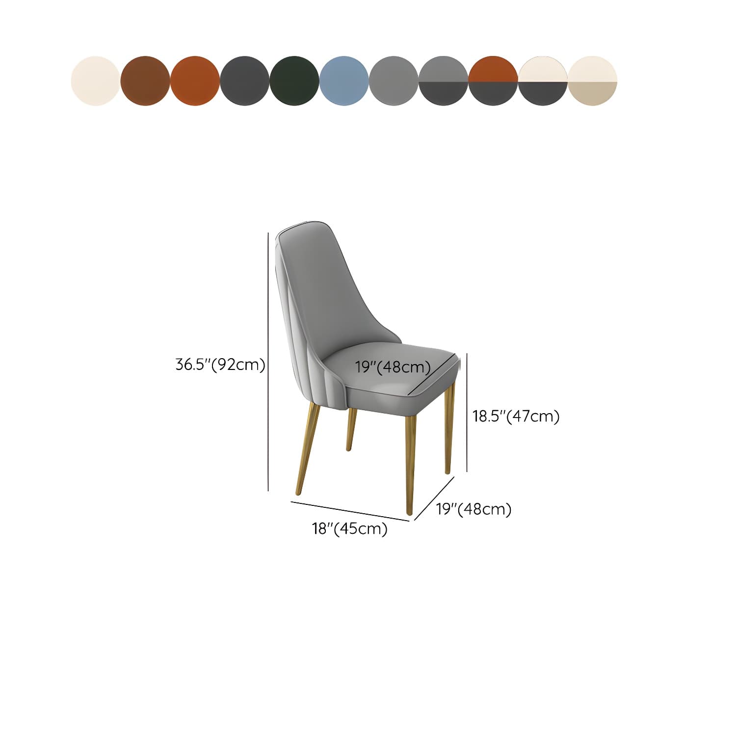 Glam Style Side Chair PU Leather Dining Chair for Living Room - image 22