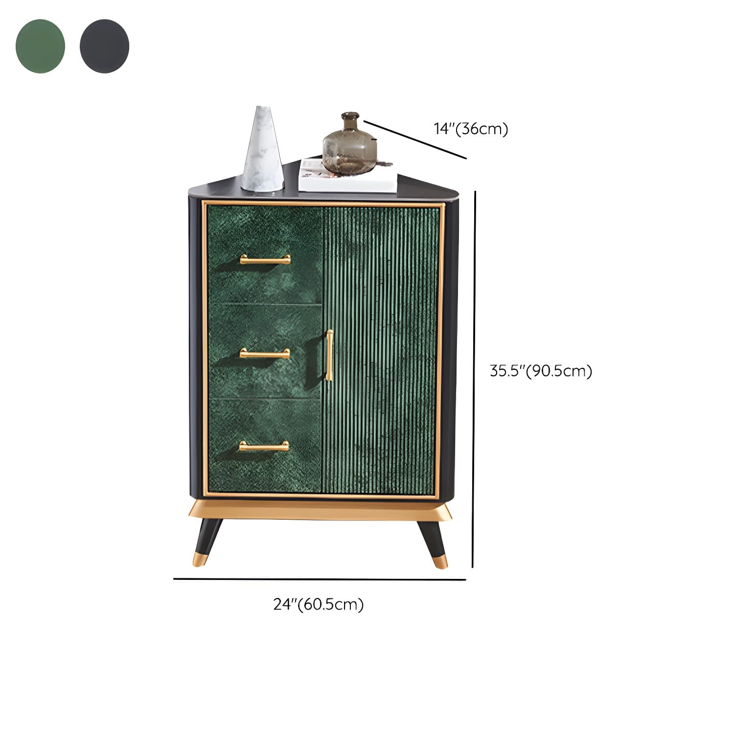 Glam Corner Accent Cabinet with Black Stone Countertop and Wood Base for Small Spaces - image 11
