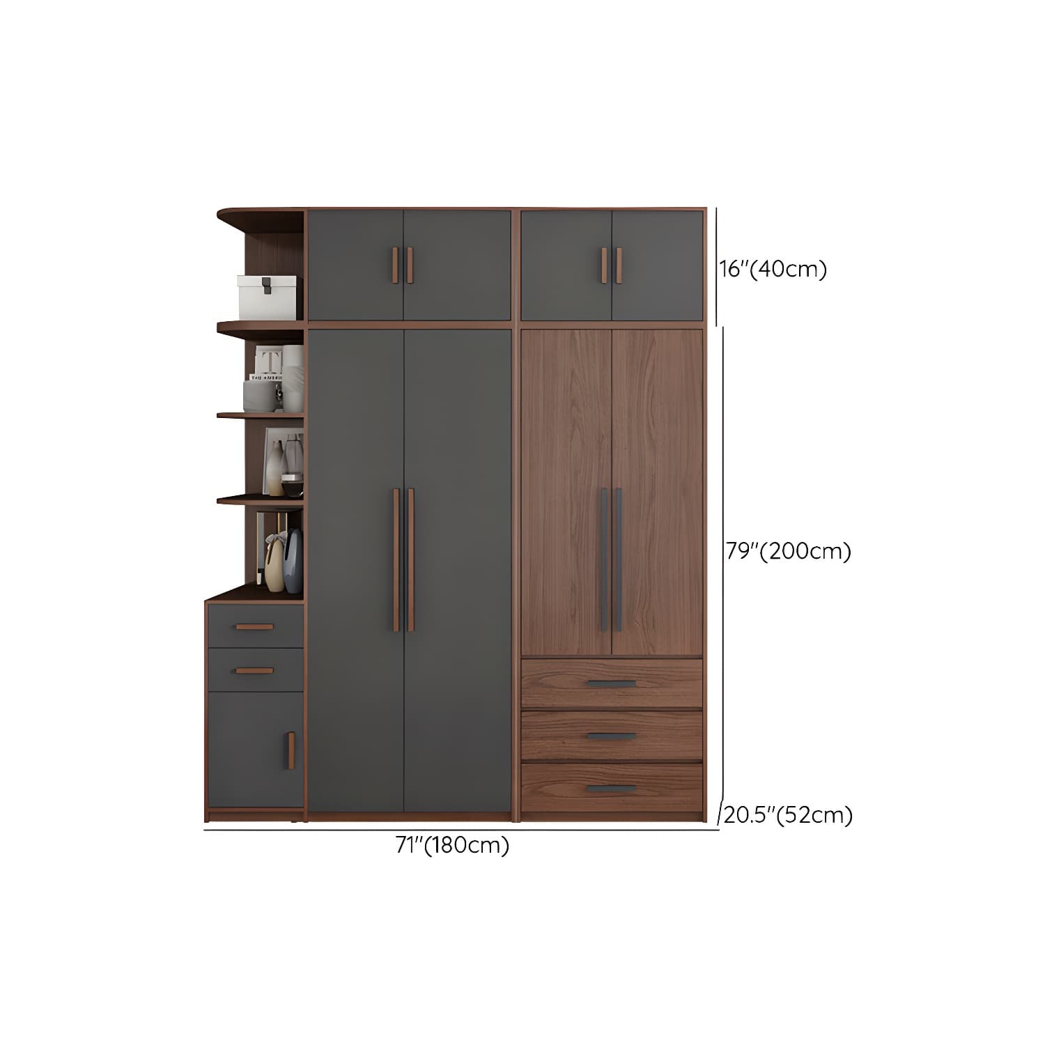 Traditional Wood Wardrobe Armoire with Drawers, Shelves, and Clothing Rod - image 26