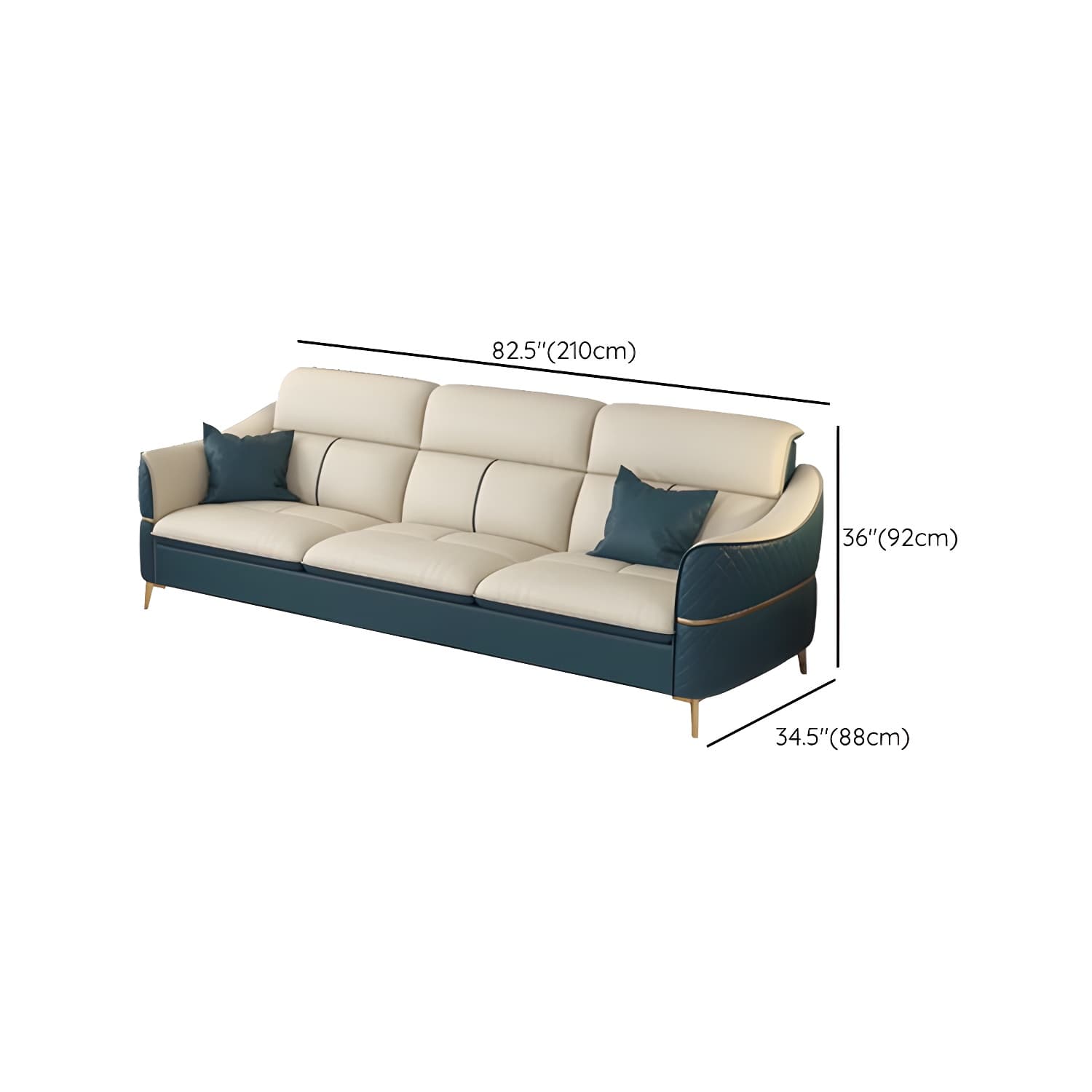 Modern Beige Leather Stationary Sectional Sofa with Cushion Back - image 20