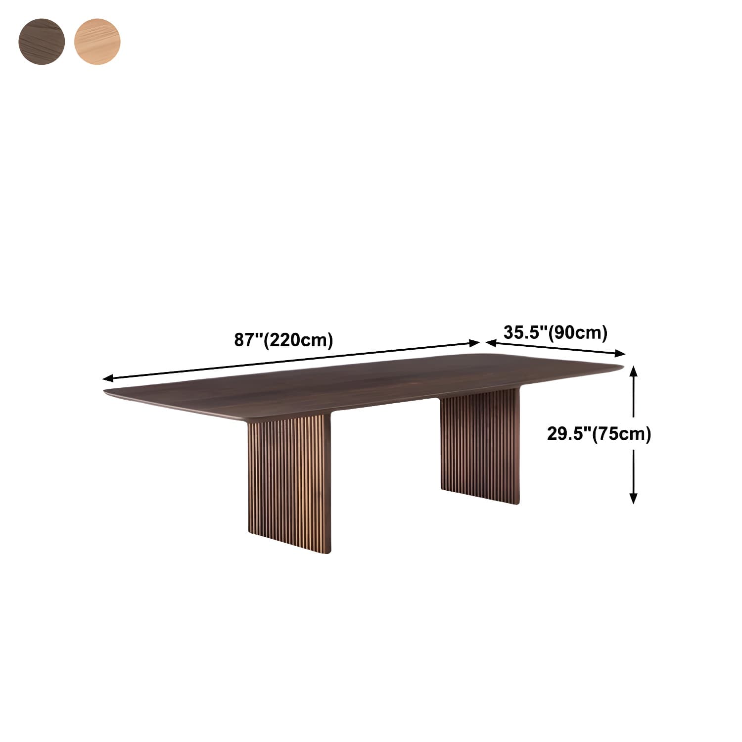 Pine Solid Wood Dining Site Table Modern Rectangle Double Pedestal Dining Table - image 16