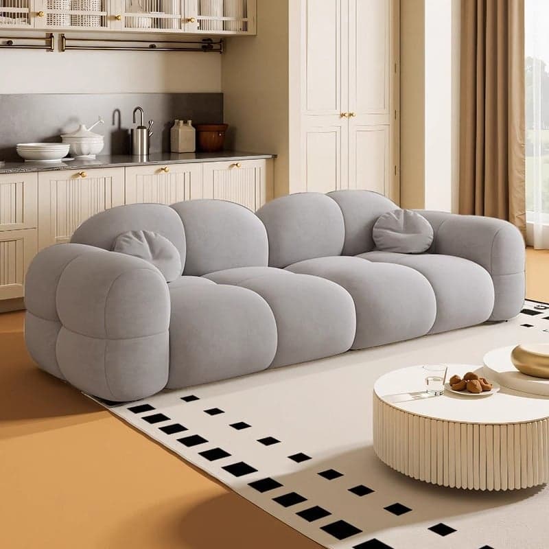 Trendy Solid Color Stain Resistant Loveseat in Black/Dark Gray/Taupe for 2 People with 2 Pillows - image 5