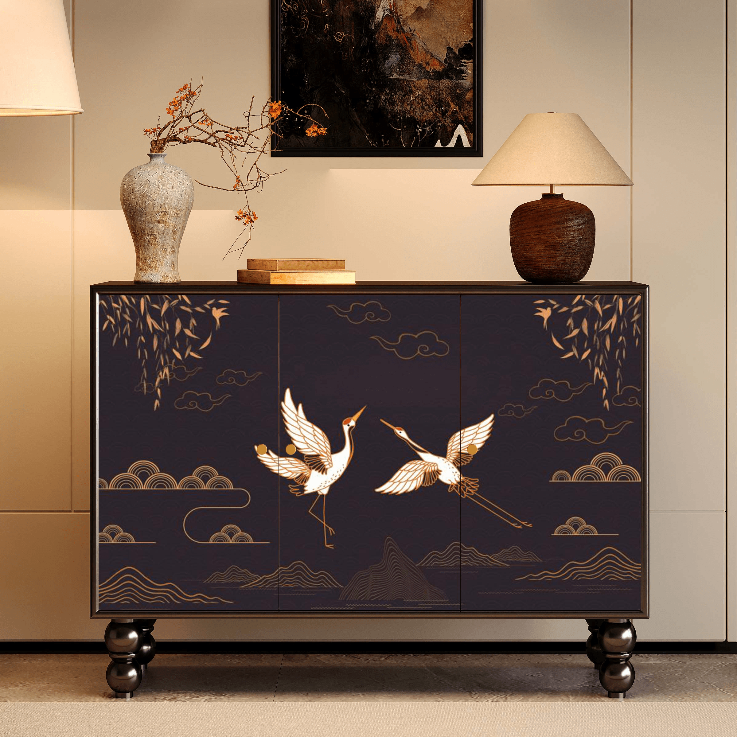Classicist Narrow Timber Sideboard with Hutch, 3 Shelves, 3 Doors and Larder - image 15