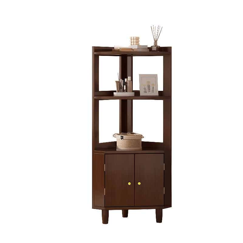 Art Deco Lumber Accent Cabinet Wood Color/Sepia Nook with Storage Cabinet, Pull Knobs and 5 Exterior Shelves/4 Exterior Shelves/3 Exterior Shelves