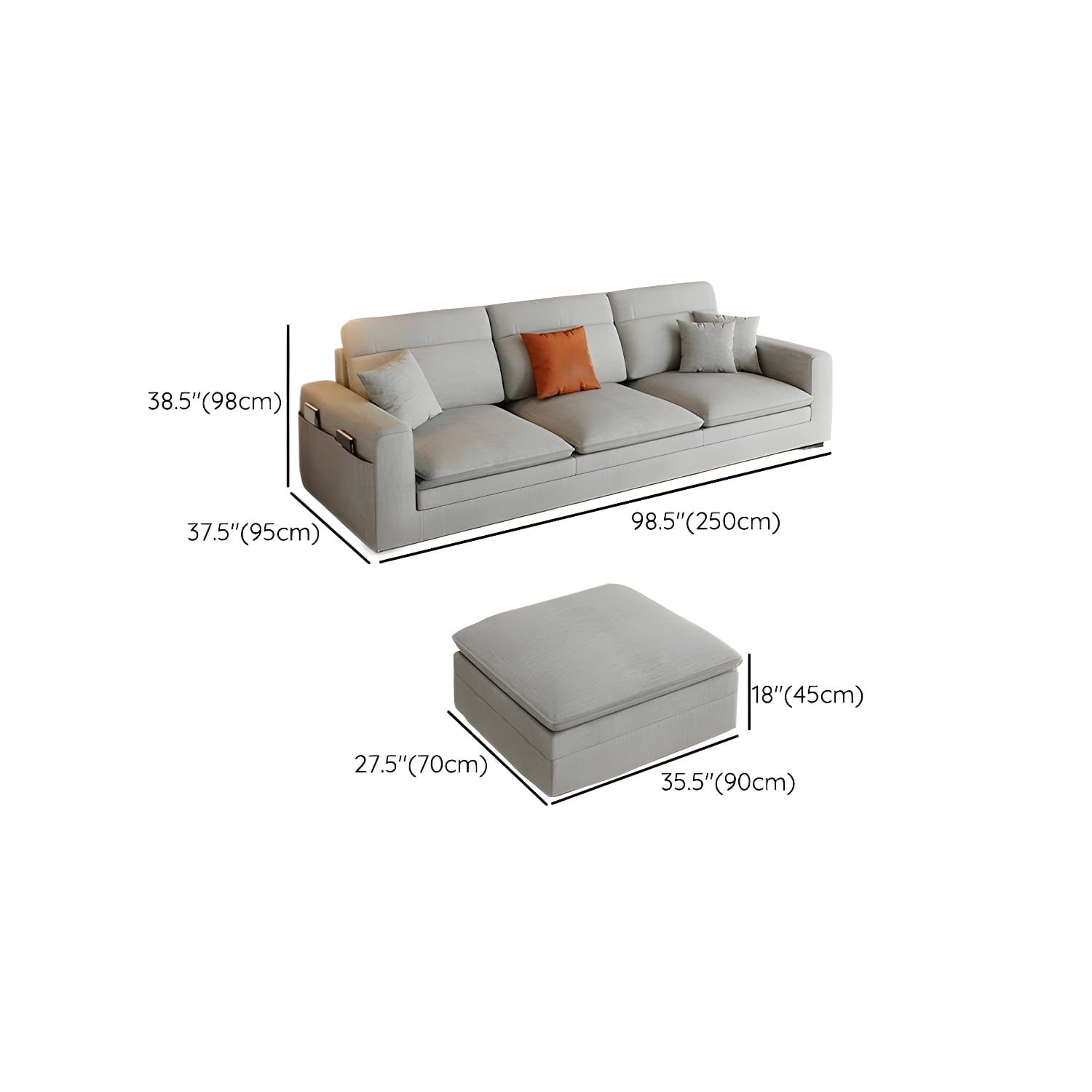 Contemporary Square Arm Sectional Sofa with Pillows and Storage - image 17