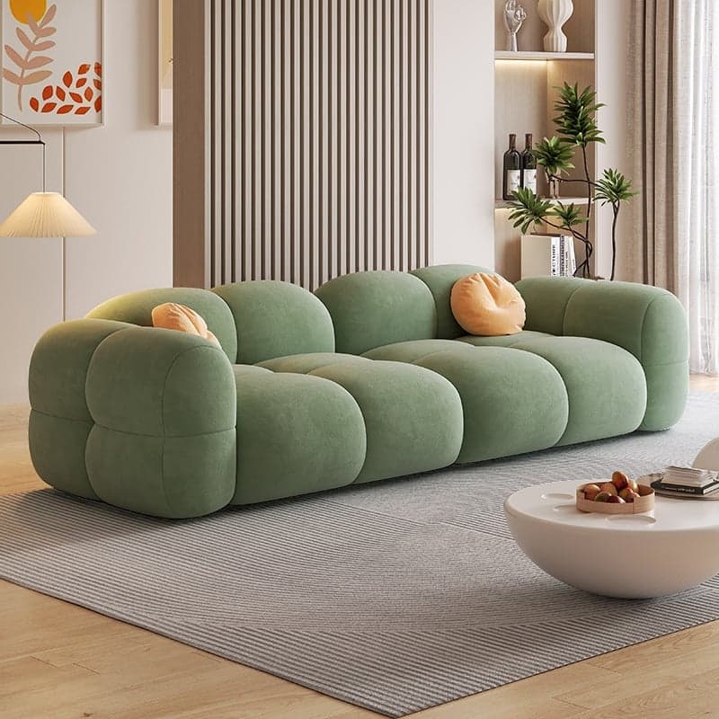 Modish Solid Color Scratch-durable Standard Sofa in Blush/Sage/Ivory for 4 Person/Seats 5/Seats 6 with 2 Pillows - image 5