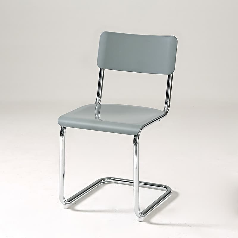 Cantilever Stable Armless Chair with Foot Pads, Open Back and Metal Base in a Modern Style - image 3